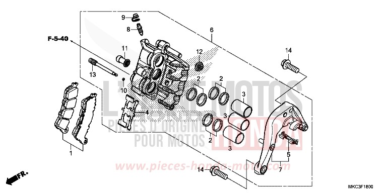 REAR BRAKE CALIPER for Gold Wing CANDY ARDENT RED (R367) from 2018